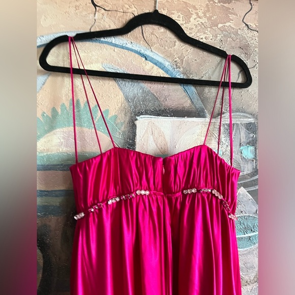 Marc Bouwer Glamiti 100 % Silk Pink Formal Long Dress - Picture 9 of 16